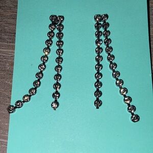 Vintage NWTs 90s Gunmetal Toned Rhinestoned Dangling Earrings